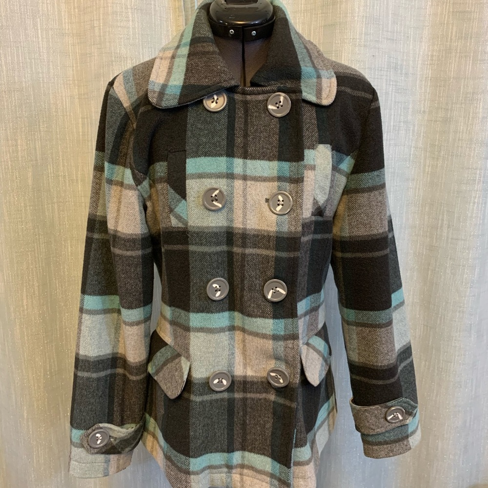 Falls Creek Teal Plaid Coat
